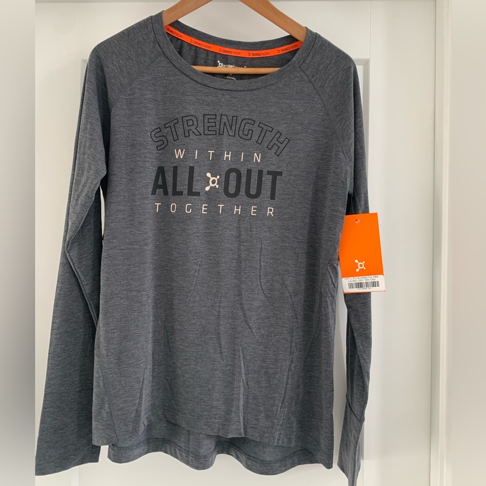 Orange Theory Fitness Longsleeve Rally Tee, Large, Heathered Black, NWT